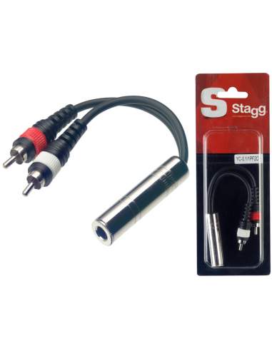 Jack / 2 x RCA adapteris Stagg YC-0,1/1PF2CH