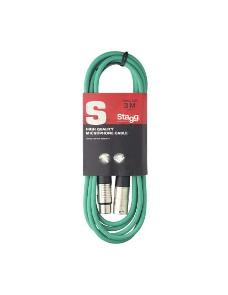 Audio cable Stagg SMC3 CGR, 3 m, green