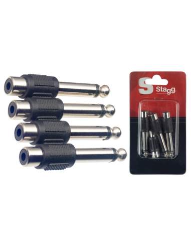 4 x male phone-plug/female RCA adaptor in blister packaging