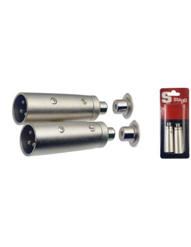 2 x Male XLR/ female RCA adaptor in blister packaging