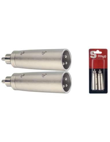 2 x Male XLR/ male RCA adaptor in blister packaging