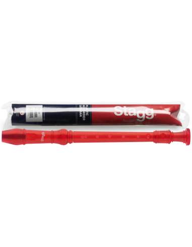 Soprano recorder with German fingering, translucent red