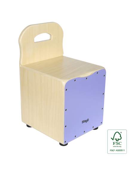 Basswood kid's cajón with EasyGo backrest, purple front board