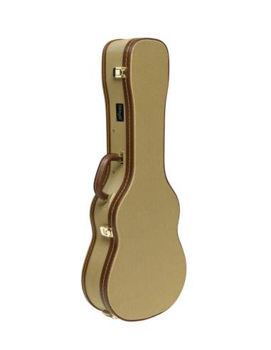 Vintage-style series gold tweed deluxe hardshell case for baritone ukulele