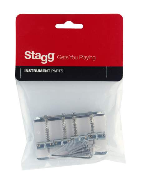 Bridge for P or J type electric bass, chrome finish, chrome saddle