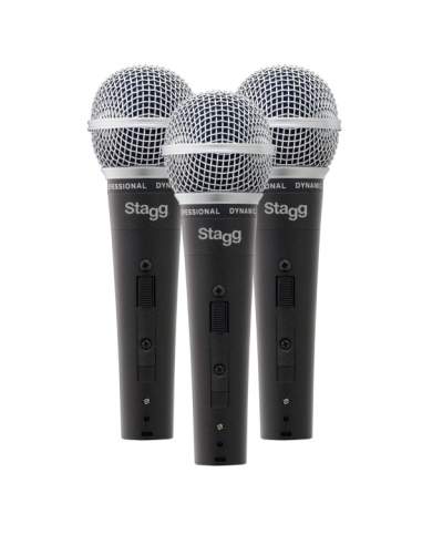 Set of 3 professional cardioid dynamic microphones with cartridge DC78