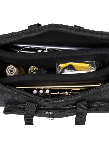 Bag for 3 trumpets, faux leather, black