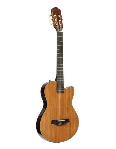 4/4 cutaway electric classical guitar with solid body, natural colour