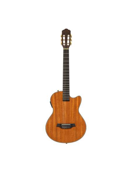 4/4 cutaway electric classical guitar with solid body, natural colour