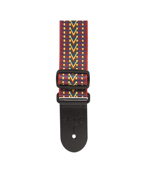 Woven cotton guitar strap with rafter pattern