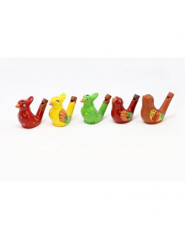 Set of 5 chirping birds ceramic colorful Terre