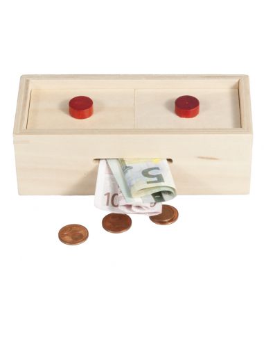 Trick box for money gifts Fridolin, natural/buttons