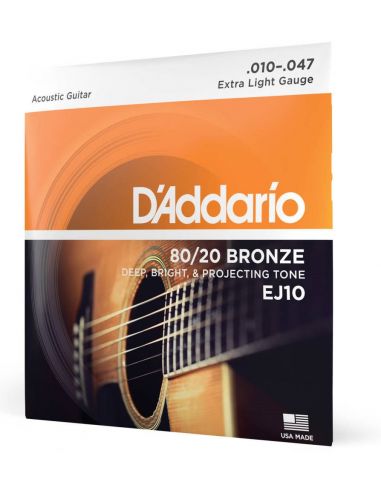 Stygos akustinei gitarai D'Addario EJ10 .010