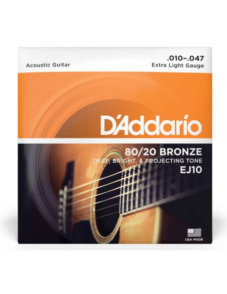 Stygos akustinei gitarai D'Addario EJ10 .010