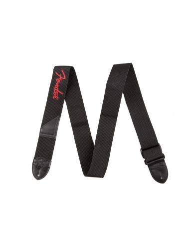 Guitar strap Fender red logo poly strap, black