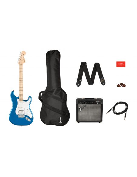 Electric guitar pack Fender Affinity Stratocaster HSS + Frontman 15G, blue