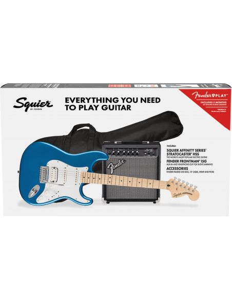 Electric guitar pack Fender Affinity Stratocaster HSS + Frontman 15G, blue