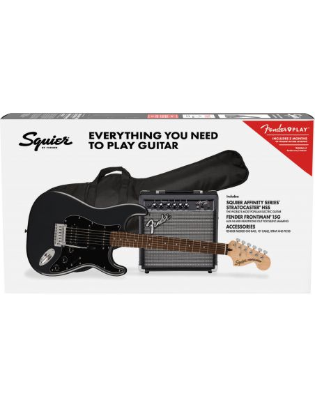 Electric guitar pack Fender Affinity Strat HSS + Frontman 15G, Charcoal Frost Metallic