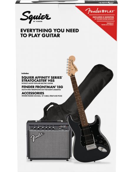 Electric guitar pack Fender Affinity Strat HSS + Frontman 15G, Charcoal Frost Metallic