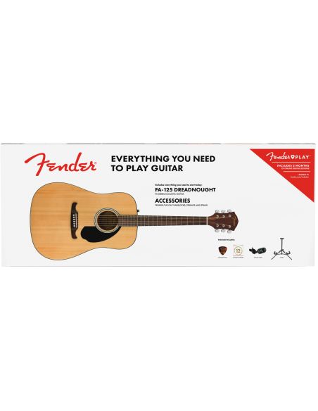 Akustinės gitaros komplektas Fender FA-125 PACK, NAT WN