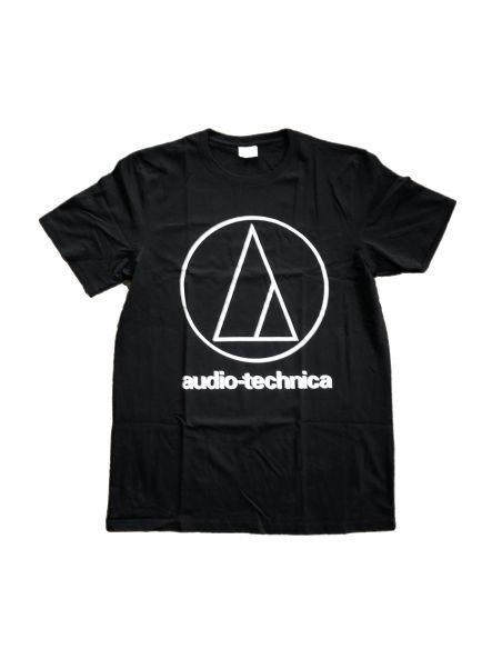 Marškinėliai su Audio-technica logotipu, juodi