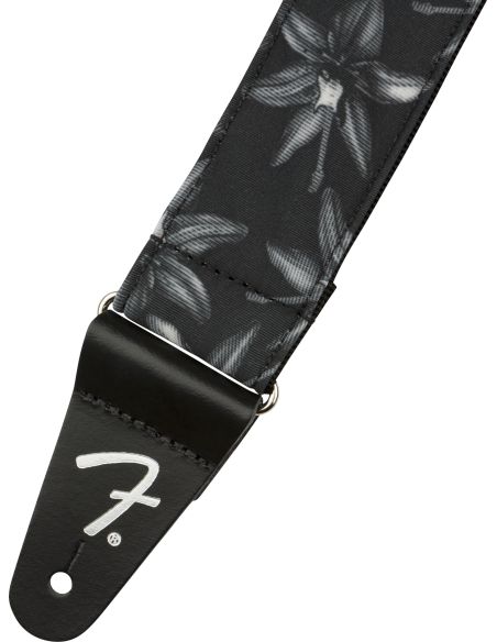 Diržas gitarai Fender Hawaiian Strap, juodas gėlėtas