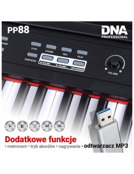 DNA PP 88 pianino cyfrowe pełnowymiarowe keyboard do nauki