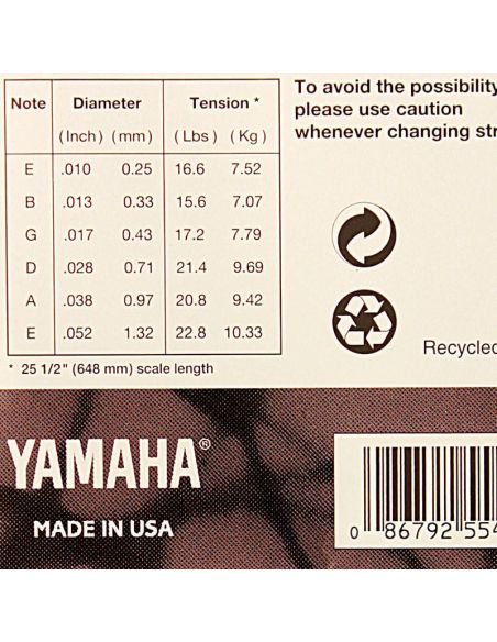 Electric guitar strings Yamaha EN10HB