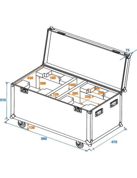 Flightcase Roadinger 2x DMH-90/150/DMB-60/PLB-230