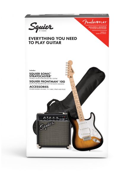 Electric guitar pack Fender Squier Sonic Strat + Frontman 10G, Sunburst