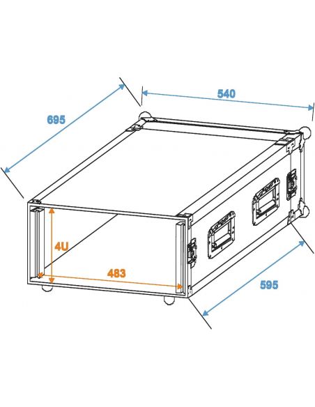 Transportavimo dėžė Roadinger Amplifier Rack PR-2ST, 4U, 57cm