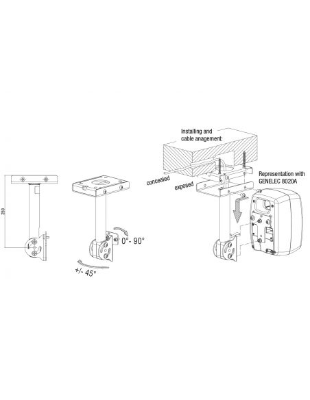 Short celing mount for Genelec speakers K&M 24486-000-57