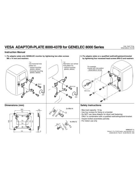 VESA adapteris Genelec kolonėlėms K&M 24483-015-55