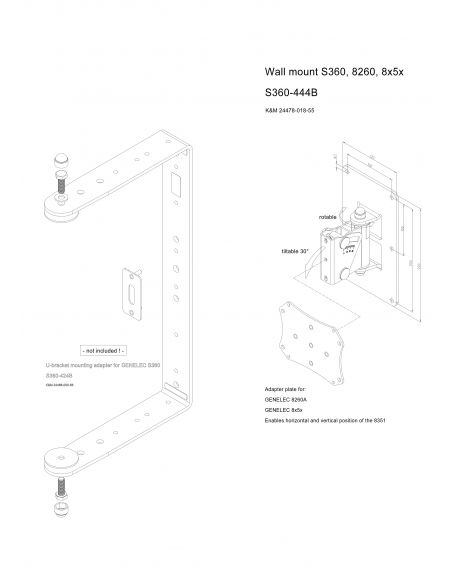 Genelec Wall mount for S360, 8x5x and 8260 K&M 24478-018-55