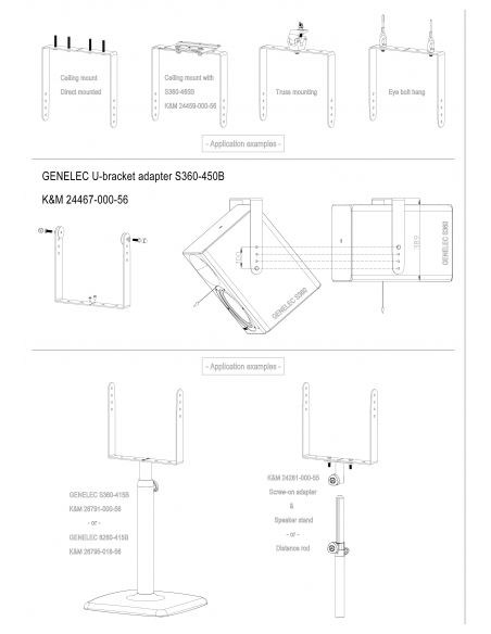 Pakabinimo sistema Side-side Genelec S360 kolonėlei K&M 24467-000-56