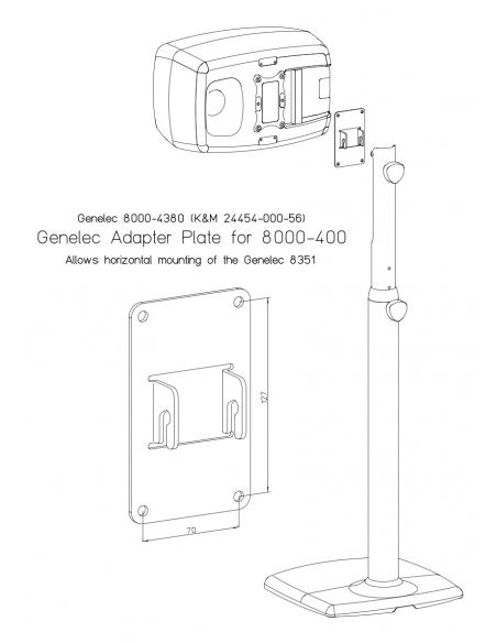 Adapter for horizontal speaker mounting K&M 24454-000-56