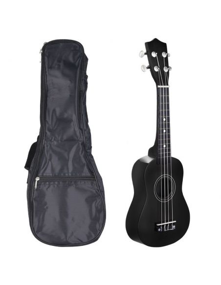 NN UK 01 BLACK ukulele sopranowe czarne pokrowiec