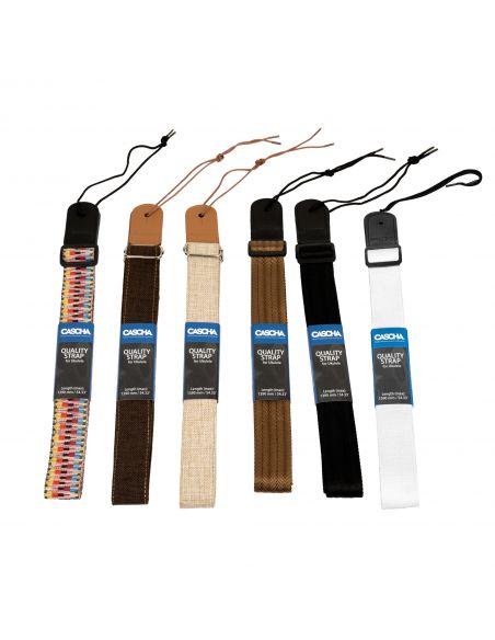 Ukulele strap Cascha Poly-Cotton black HH 2292