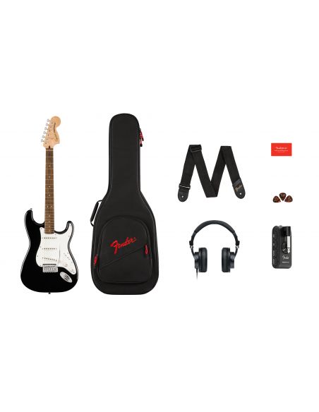 Electric guitar pack Fender Affinity Strat + Mustang Micro + HD9, black