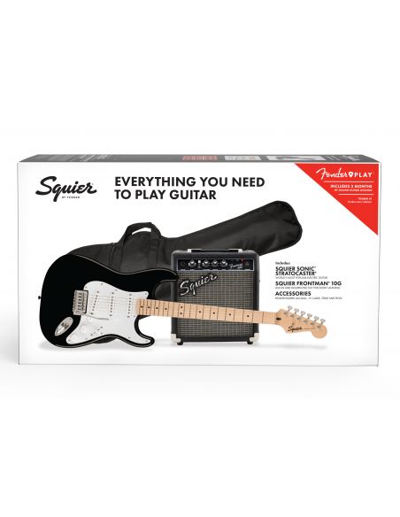 Electric guitar pack Fender Squier Sonic Strat + Frontman 10G, Black (Display item)