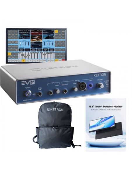 Sound module bundle Ketron EVM Event + monitor + backpack