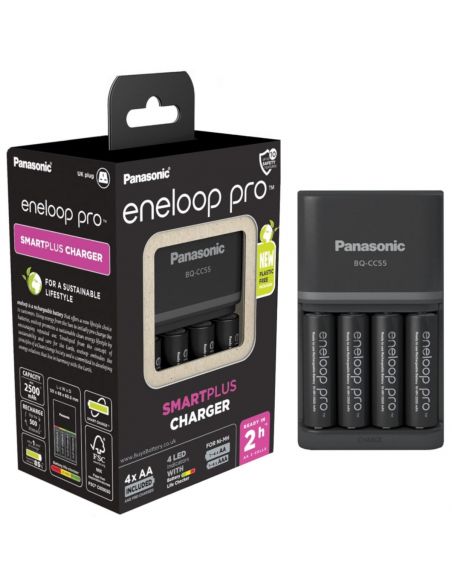 Charger Panasonic BQ-CC55 with 4 pcs of Eneloop Pro Ni-MH AA 2500 mAh