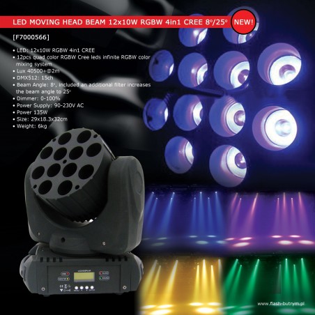 LED Judanti galva BEAM 12X12W RGBW 4in1 CREE